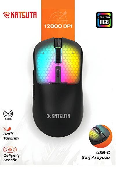 Katsuta TRIPLE MODE 12.000 DPI / MAKROLU Oyuncu Mouse